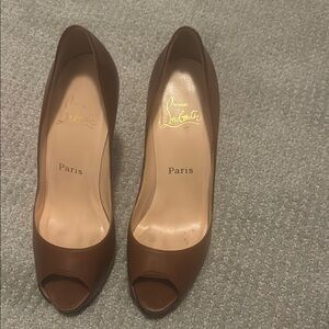 Christian Louboutin Brown Peep Toe Pumps